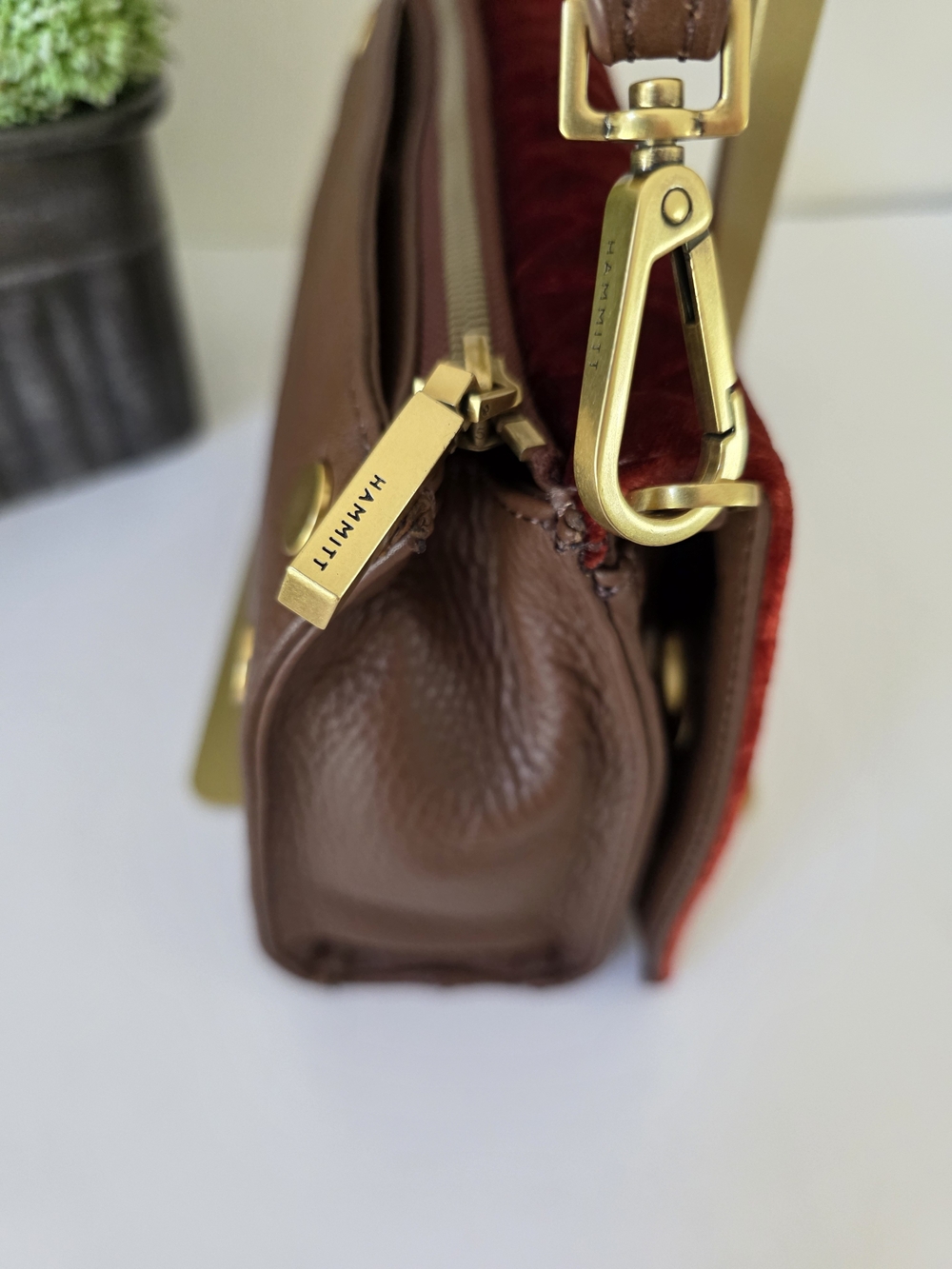 Hammitt Montana Small Monarch Velvet Clutch Crossbody Bag Toasted Orange - Picture 8 of 16